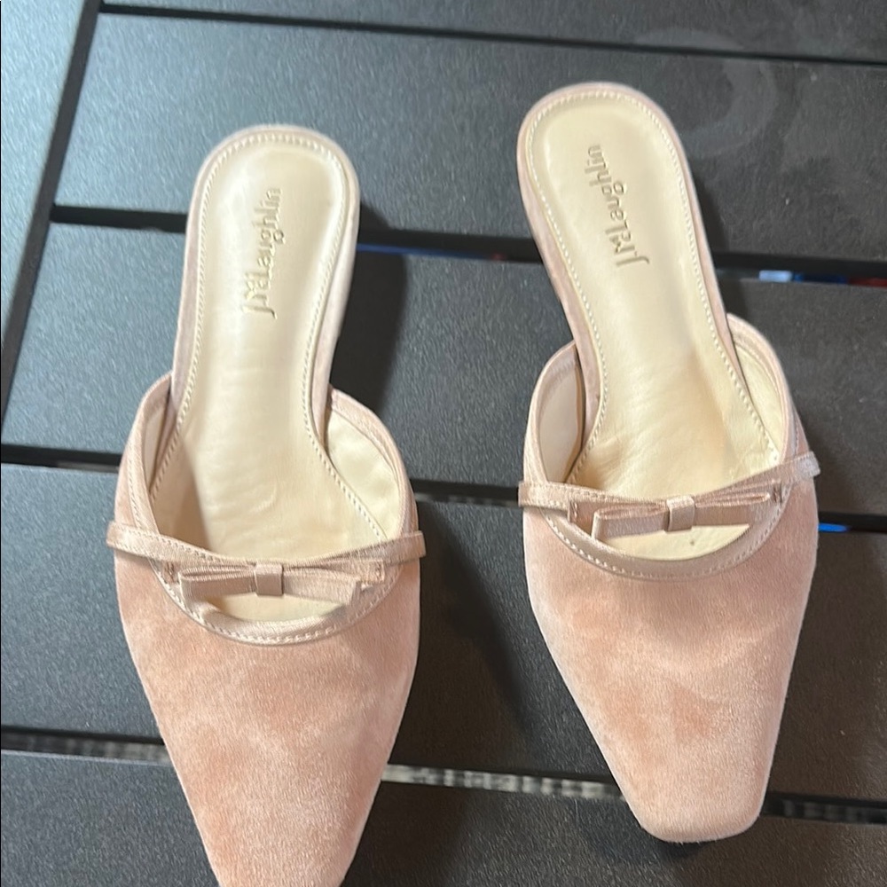 J.Renee Pink Suede Mules with Bow